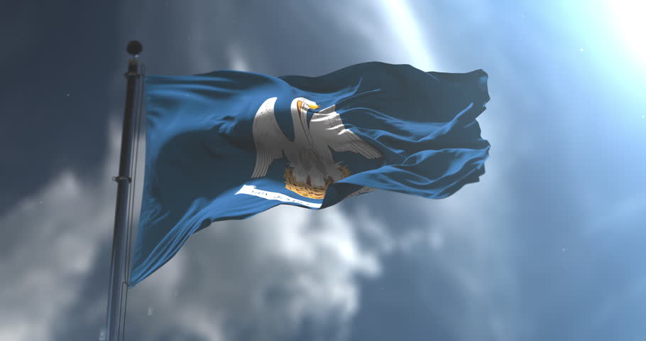 Flag of Louisiana state, region of the United States. Loop. Slow Motion