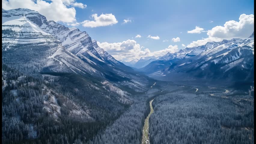Snowy Mountain Peaks Overlooking Serene Lake