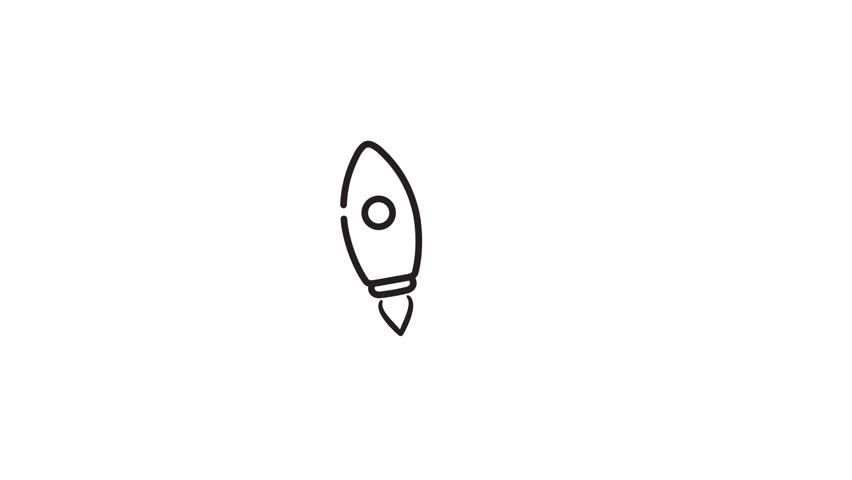 Rocket icon sketch suitable for graphic design, logo creation, science fiction themes, space exploration, print materials, and educational resources.