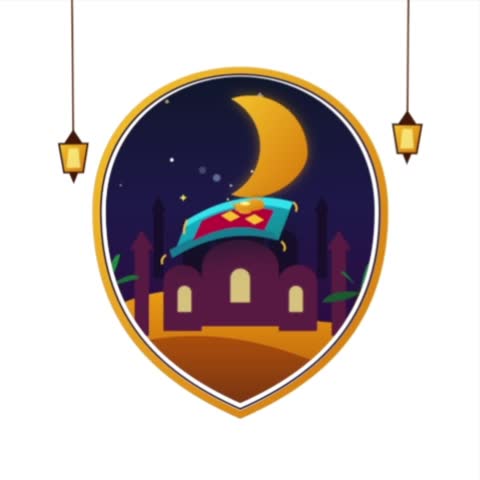 Moon in Islamic Mosque Night Flat Vector IllustrationDescription:Minimalist and modern flat vector illustration featuring a magical red flying carpet floating in front of a traditional Islamic mosque silhouette silhouette. The scene is set inside a golden arabesque arch window overlooking a beautiful desert night with a large glowing crescent moon, hanging lantern, and stars. Perfect for Arabian Nights fairy tale themes, Ramadan Kareem, Eid Mubarak greetings, Middle Eastern cultural events, fantasy book covers, and Islamic holiday background designs.