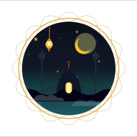 Moon in Islamic Mosque Night Flat Vector IllustrationDescription:Minimalist and modern flat vector illustration featuring a magical red flying carpet floating in front of a traditional Islamic mosque silhouette silhouette. The scene is set inside a golden arabesque arch window overlooking a beautiful desert night with a large glowing crescent moon, hanging lantern, and stars. Perfect for Arabian Nights fairy tale themes, Ramadan Kareem, Eid Mubarak greetings, Middle Eastern cultural events, fantasy book covers, and Islamic holiday background designs.