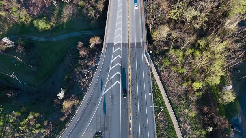 Pennsylvania Bridge Over Susquehanna River From Top Down View