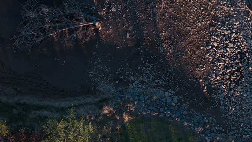 Pennsylvania Susquehanna River Shoreline From Top Down View