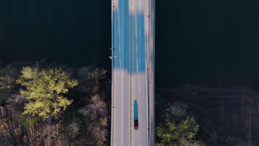 Pennsylvania Bridge Crossing Susquehanna River From Top Down View