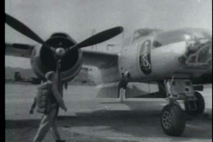 1950s - A film about the Korean War - footage of American planes bombing land based targets
