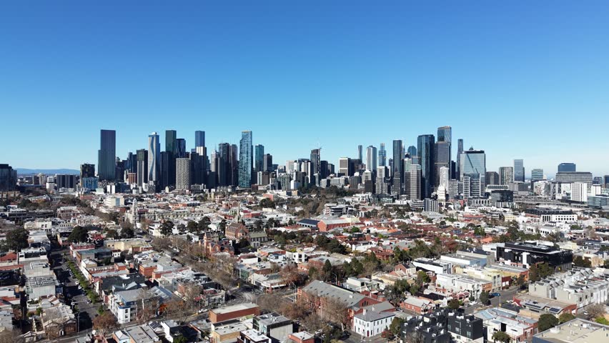 Sweeping aerial panorama of Melbourne
