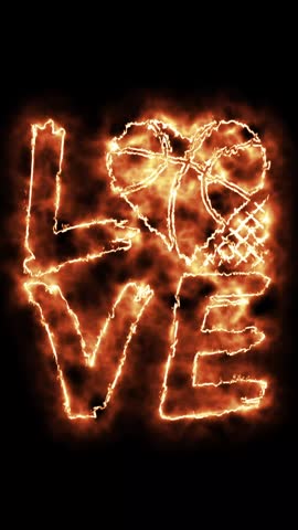 Fiery Basketball Love Typography Animation on Black Background Sports Motion Graphics