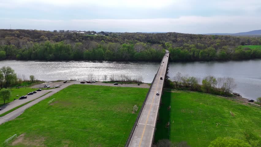 Maryland Bridge Crossing Potomac River From Aerial View