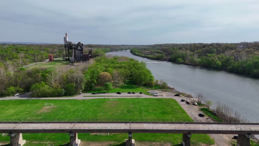 Maryland Potomac River and Hydroelectric Facility From Aerial View