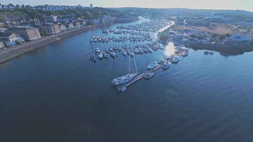 Drone Footage over Cardiff Bay Harbour