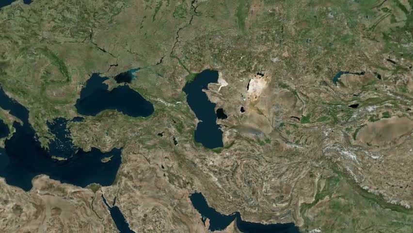 Map of Caspian Sea with animated border - Geography map animated