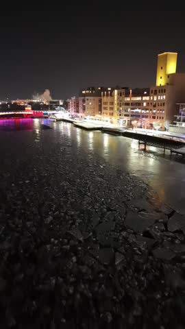 Rising River Holiday Lights Christmas Green Bay Wisconsin Aerial