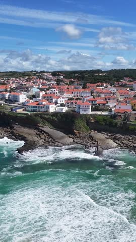 Apple Beach At Sintra In District Of Lisbon Portugal. Coastal City. Nature Landscape. Beach Scenery. Apple Beach At Sintra In District Of Lisbon Portugal.