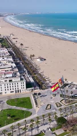 Valencia Skyline At Valencia In Valence Community Spain. Urban Beach. Bay Water Scenery. Downtown City. Valencia Skyline At Valencia In Valence Community Spain. Peaceful Landscape.