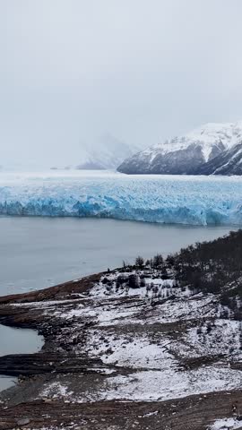 Perito Moreno Glacier At El Calafate In Santa Cruz Argentina. Stunning Landscape. Los Glaciares National Park. Iceberg Background. Perito Moreno Glacier At El Calafate In Santa Cruz Argentina.