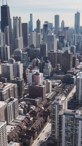 Chicago Skyline At Chicago In Illinois United States. Downtown Cityscape. Leisure Park Landscape. Chicago Skyline At Illinois United States. Metropolitan District. Big City Background.