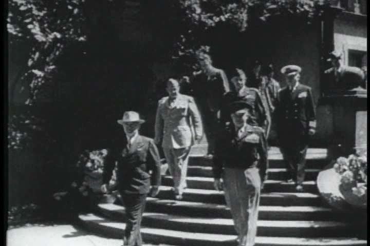 1940s - A film about the United States war effort in the Pacific during World War II - footage of a meeting between the big 3
