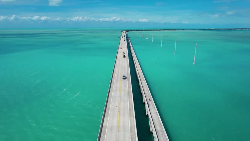 Aerial view long bridge over Florida Keys