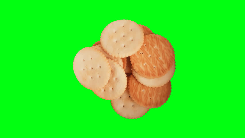 Biscuits on a green screen background.