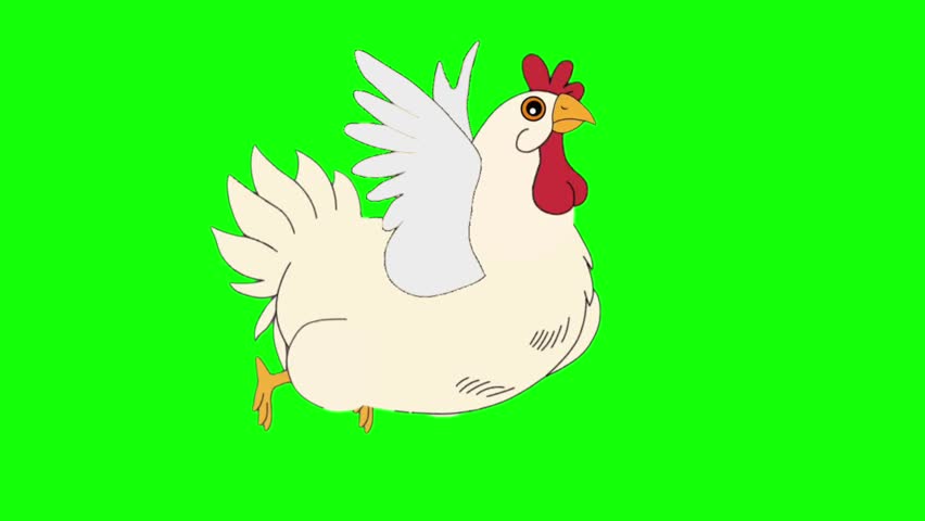 White Chicken Cartoon Character Flying Cycle Animation Frames