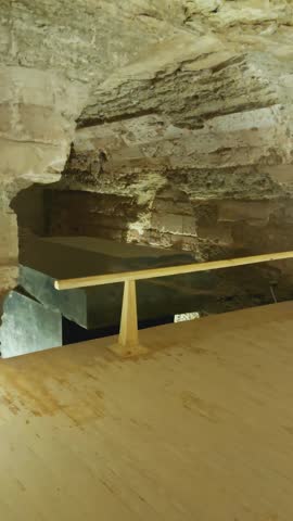Catacombs and sarcophagi for the burial of mummies of sacred Apis bulls in the ancient Serapeum complex at Saqqara, Egypt.