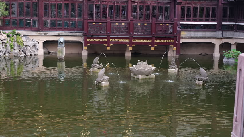 Fountains in the traditional chinese garden