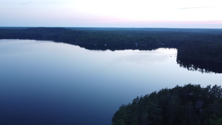 Drone Flight Over Salmon Lake Near Trout Lake, Ontario, Canada