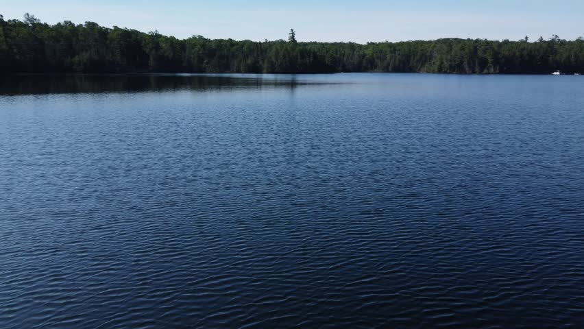 Summer Drone Flight Across Salmon Lake Near North Bay, Ontario