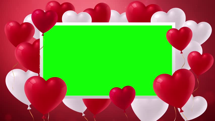 Heart Balloons Green Screen Frame Overlay - Valentine