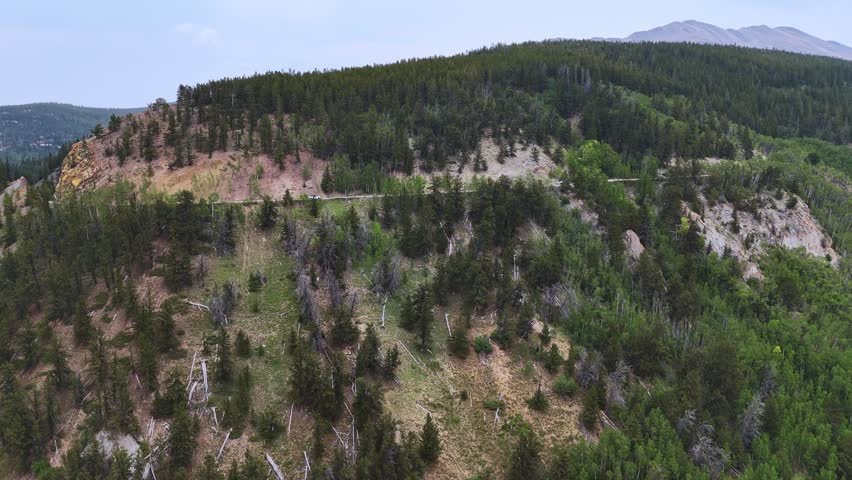 Car Shot Aerial Breckenridge Colorado Rocky Mountains