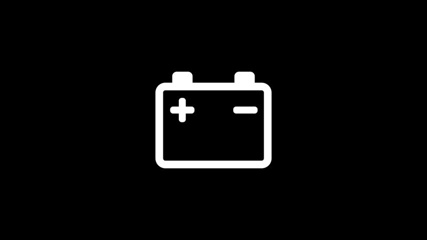 Flat Vector Car Battery Icon Voltage Discharge Animation on Black Background