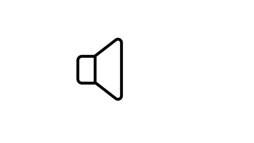 Animated speaker sound volume icon with expanding wave loop on green screen and white background for audio control, UI interface, and video asset.