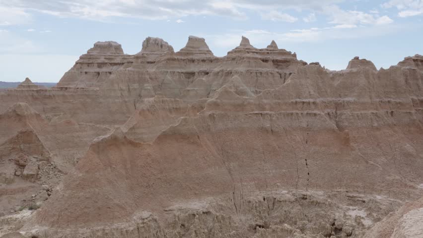 Jagged rock formations at Badlands National Park