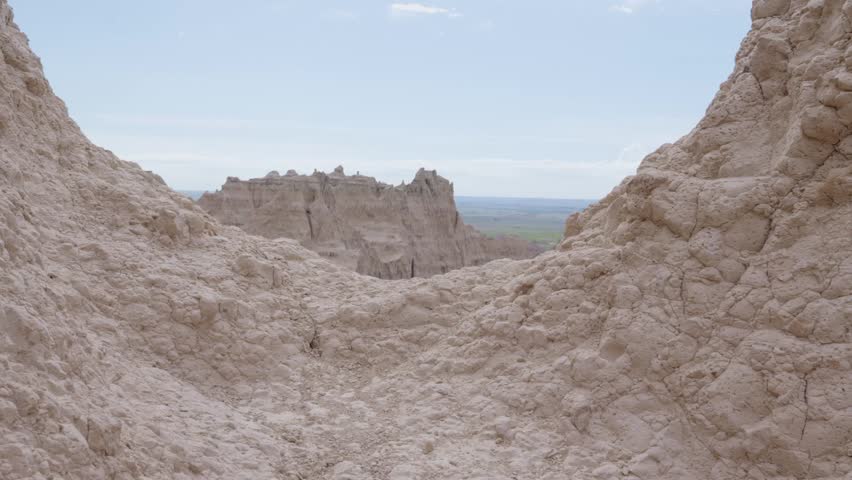 Jagged rock formations at Badlands National Park