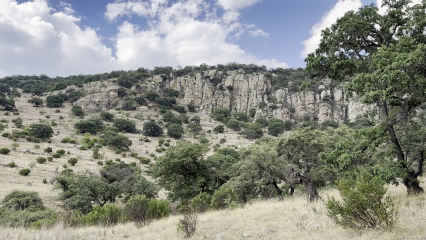 Landscape with blue sky and climbers