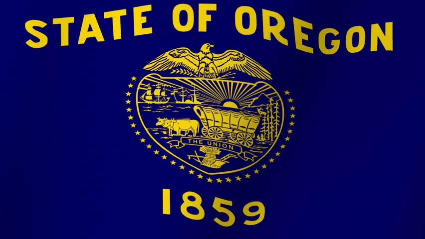 State of Oregon Flag With Seal and Year 1859 Displayed Prominently
