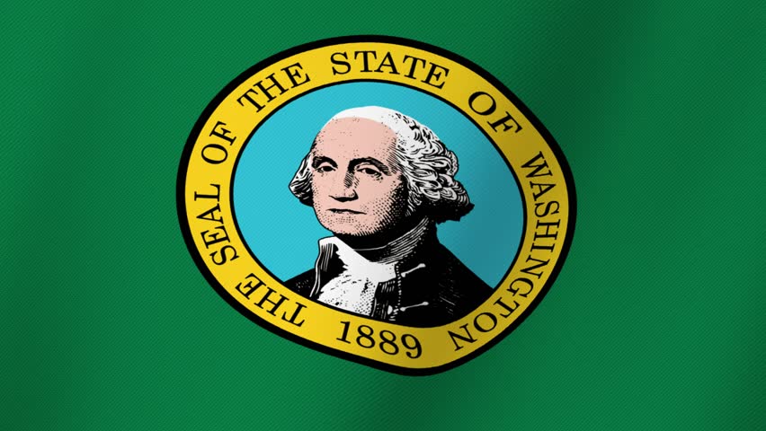 Official Seal of the State of Washington featuring George Washington on a green background