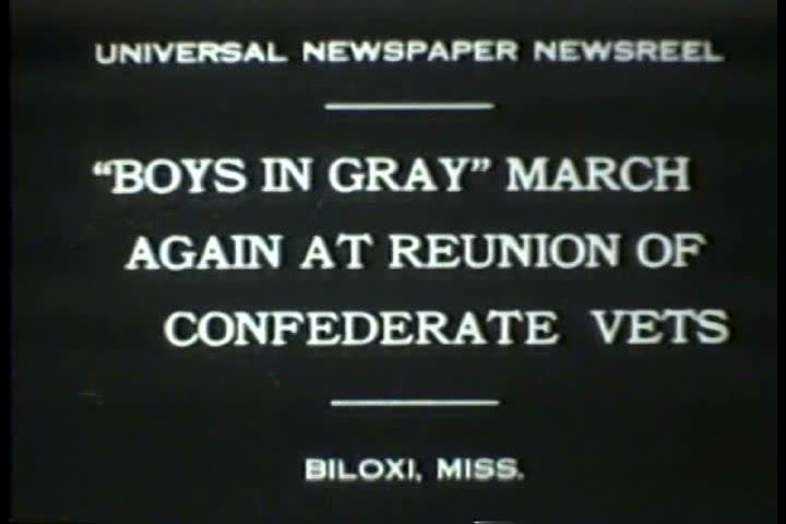 1930s - Black and white footage of a confederate army memorial parade in the 1930s