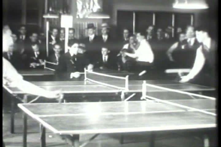 Black And White Footage Of A Ping Pong Tournament In The 19s