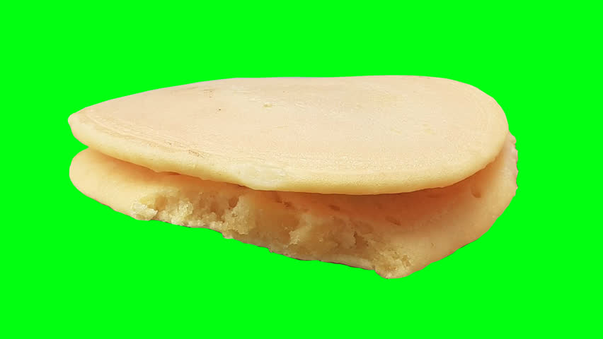 Pancakes on a green screen background.