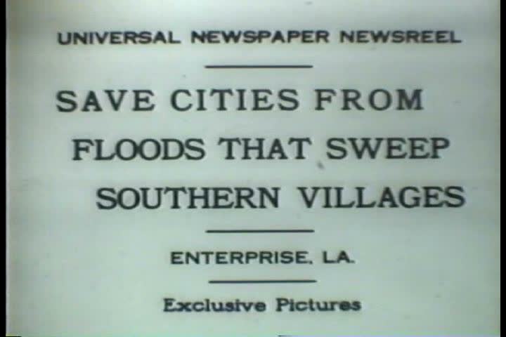 1930s - Black and white footage of a flooded town in the 1930s