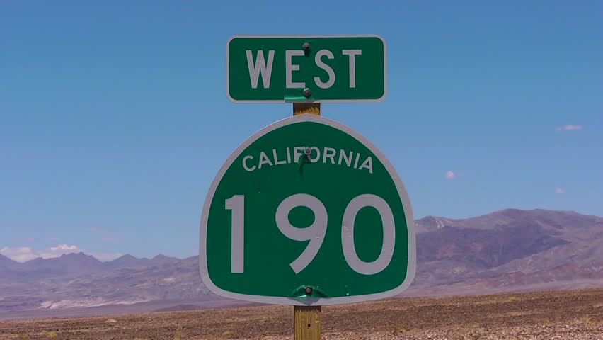 CA 190 Road sign in Death Valley