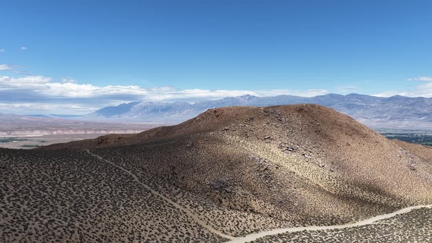 Alabama Hills and Sierra Nevada Mountain Range, California, USA, drone footage
