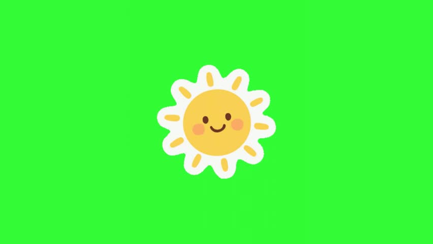 Animated cute smiling sun character perfect for weather forecasts, children