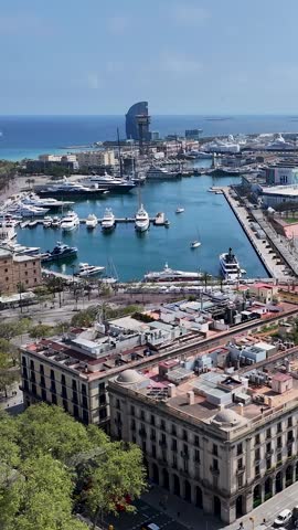 Barcelona Skyline At Barcelona In Catalonia Spain. Stunning Cityscape. Beach Landscape. Highrise Buildings. Barcelona Skyline At Barcelona Spain. Nature Background. Spain Skyline.