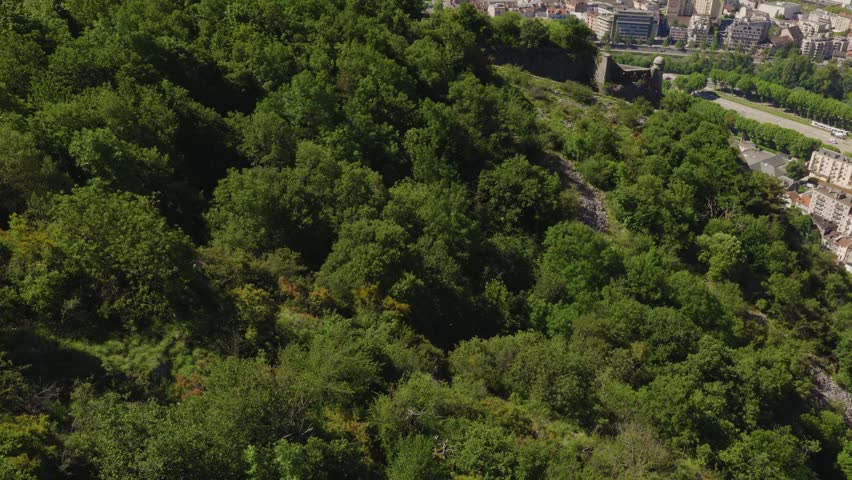 Grenoble city view from the Chartreuse mountains, panoramic Alps landscape