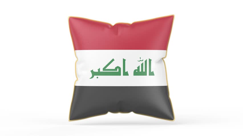 Pillow with the flag of Iraq on white background