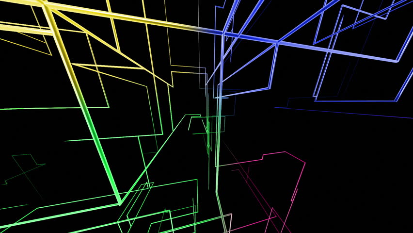 High tech colorful grid growing and rotating, network concept