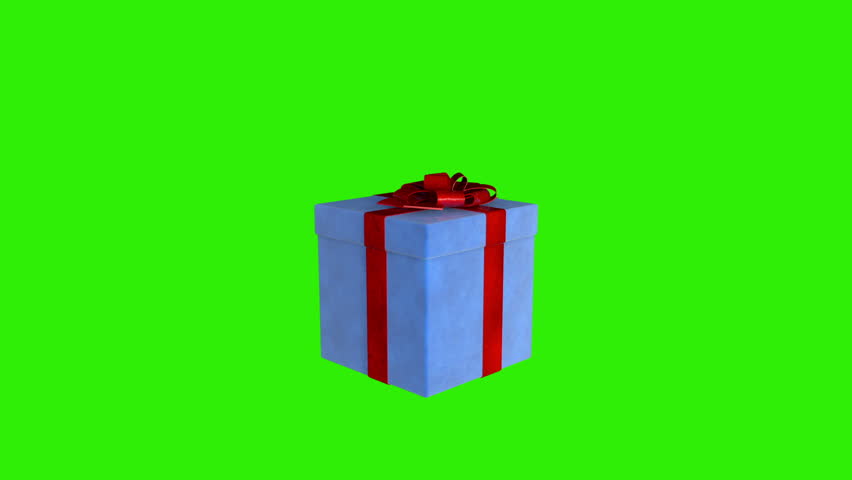 Gift box jiggling to release a virtual product, loop, Green Screen