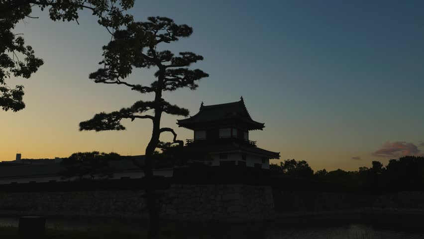 Taiko Yagura close to Hiroshima Castle at dusk, Japan